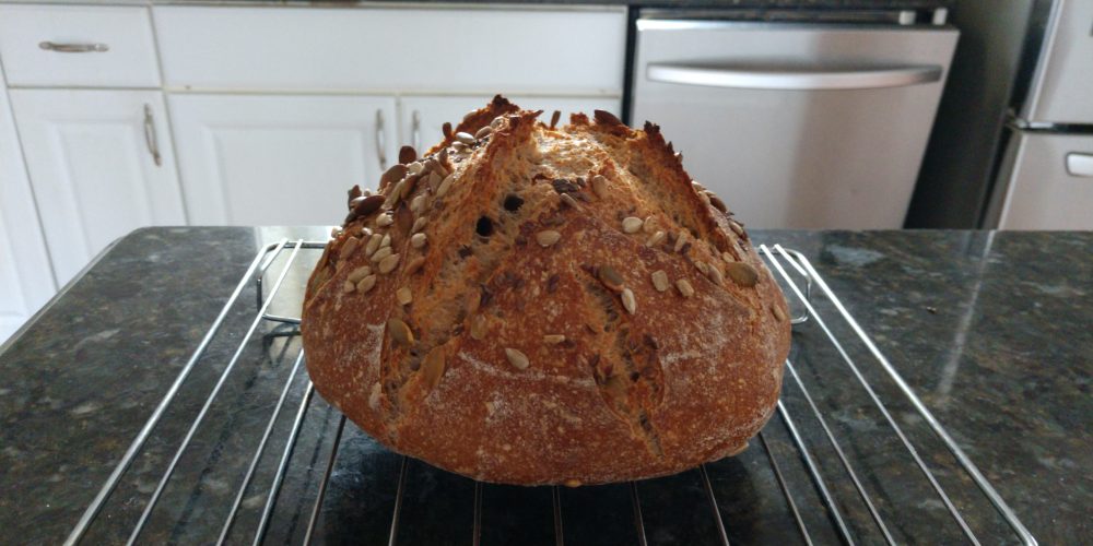 Bread cooling on rack